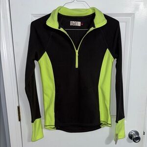 Grey and Neon Green Quarter-Zip Pullover